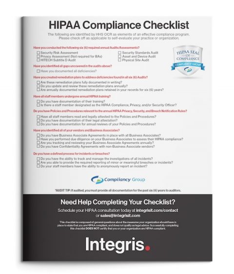 Free HIPAA Checklist | Integris