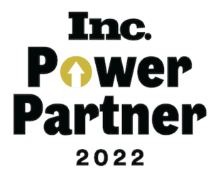 Inc. Power Partner 2022 logo featuring black text and an upward-pointing arrow in a gold circle.