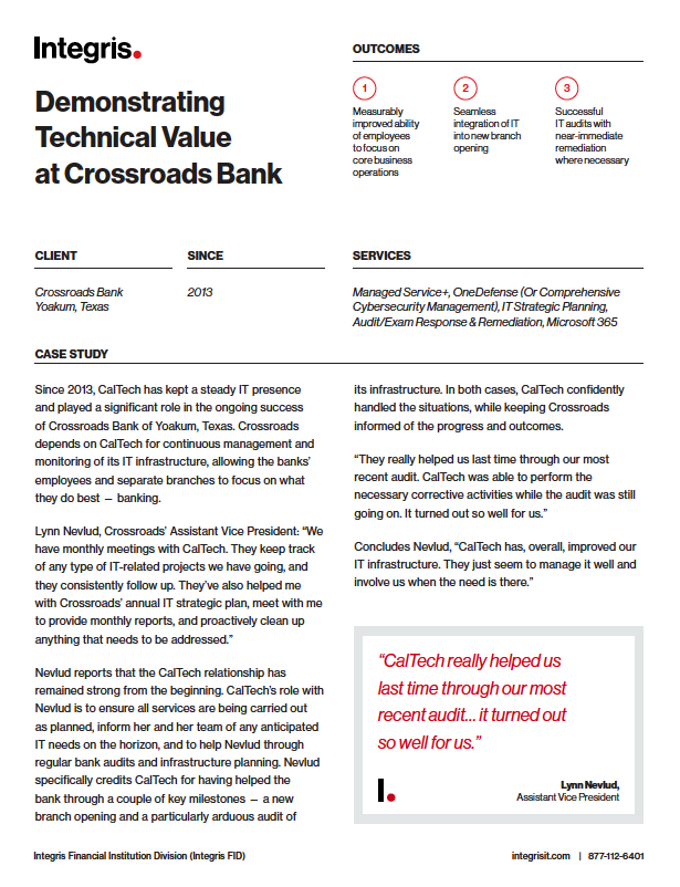 FID Case Study - Demonstrating Technical Value at Crossroads Bank