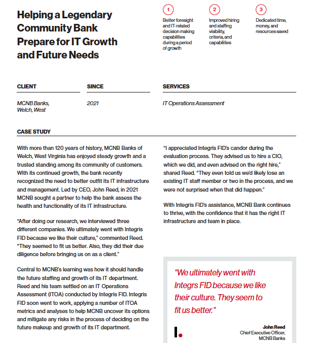 FID Case Study – Helping a Legendary Community Bank Prepare for IT Growth and Future Needs