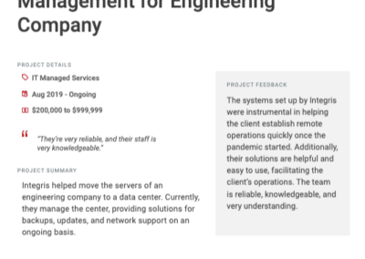 Data Center Migration and Management for Engineering Company
