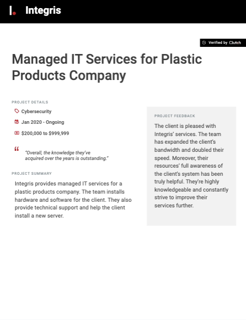 Managed IT for Plastic Products Company