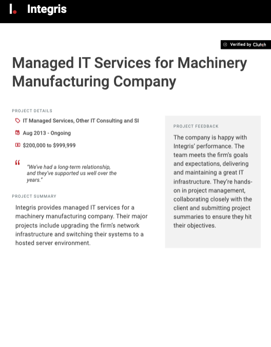Managed IT Services for Machinery Manufacturing Company