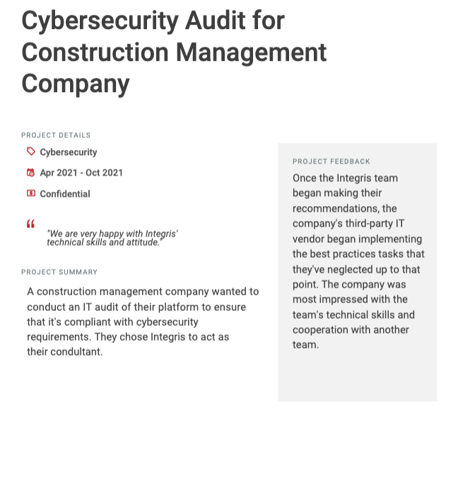 Cybersecurity Audit for Construction Management
