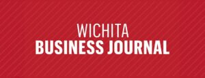 White text on a red background reading "Wichita Business Journal" highlights their prominent press coverage.