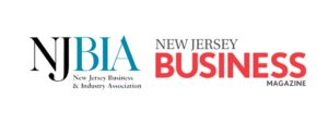 Logo of the New Jersey Business & Industry Association (NJBIA) alongside the New Jersey Business Magazine logo, featuring stylized text in multiple colors and highlighted by press coverage.