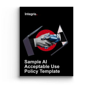 A mockup of a physical copy of a booklet - the title is Sample AI Acceptable Use Policy Template