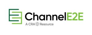 Logo of ChannelE2E with the text "ChannelE2E" in black and green, accompanied by the tagline "A CRA Resource" below it, showcasing its extensive press coverage.