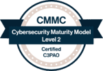 Badge icon displaying "Cybersecurity Maturity Model Level 2 Certified C3PAO"