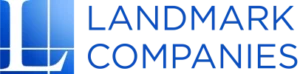 Landmark Companies logo with a stylized “L” on a blue grid background next to the company name in blue capital letters.