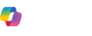 A multicolored gradient Copilot logo appears on a light background, with the word "Copilot" in large, faint white letters to the right of the logo, reflecting the innovative spirit of CORE Managed Services.
