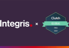 Integris logo next to a Clutch Global Fall 2025 award badge on a dark background, showcasing recognition as a Top Global B2B MSP.