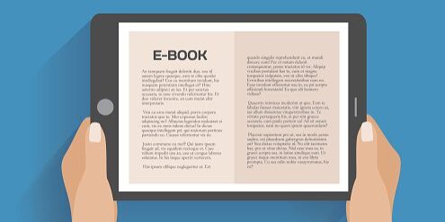 Hands holding electronic book